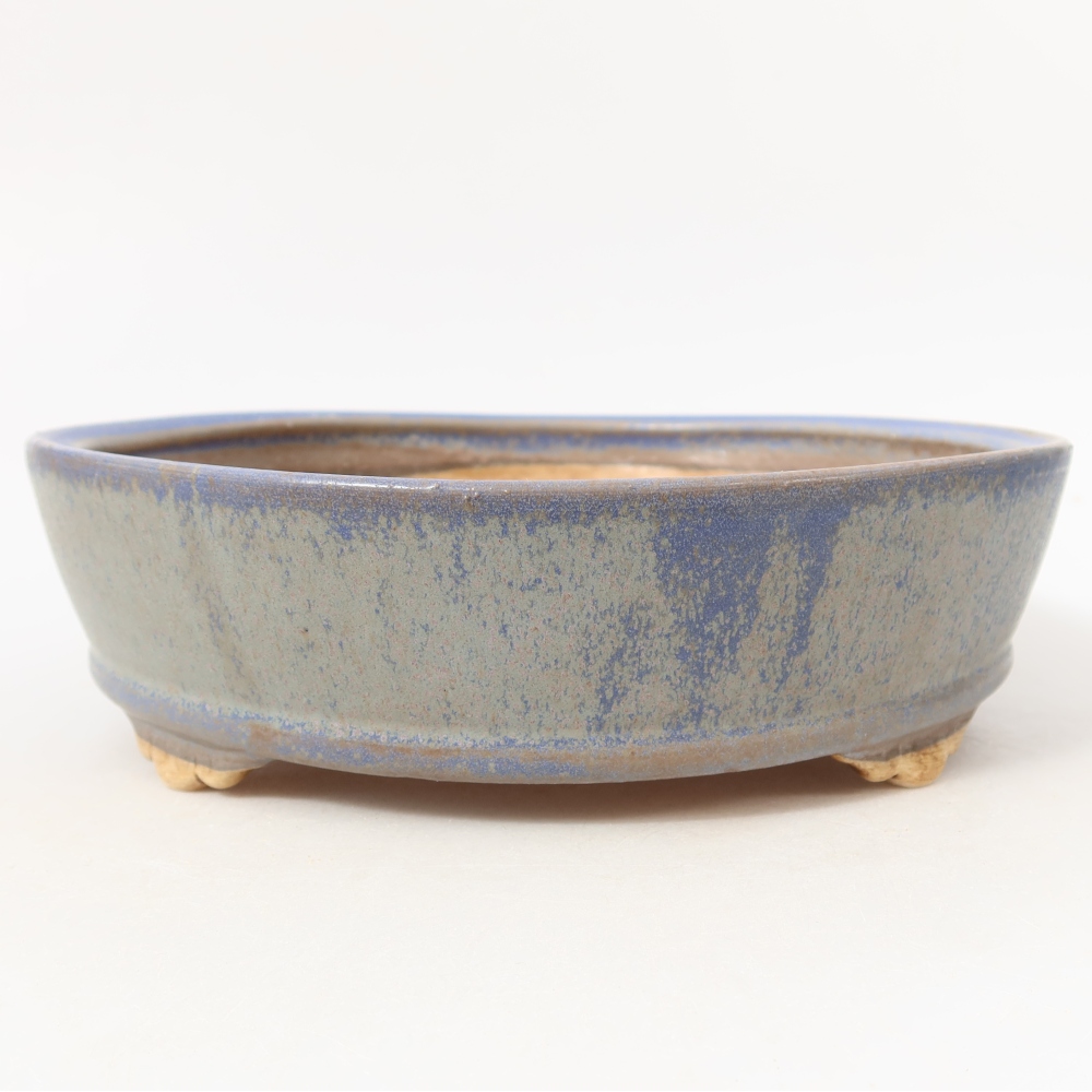 Ceramiczna miska do bonsai 21,5 x 21,5 x 6 cm, kolor niebieski