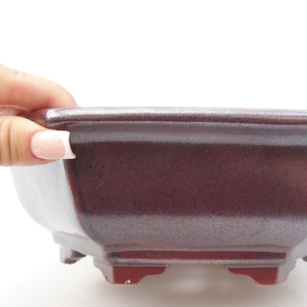 Ceramiczna miska do bonsai 24 x 21 x 7,5 cm, kolor bordowy