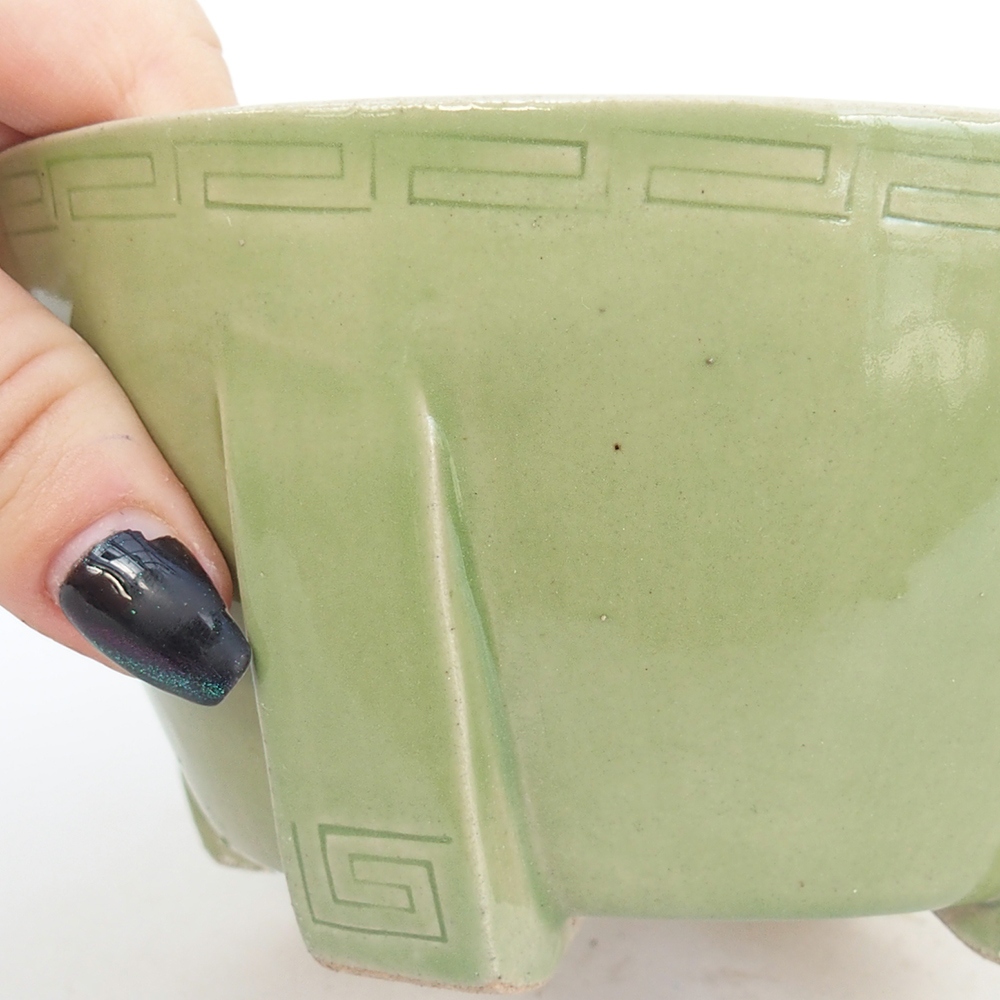 Ceramiczna miska do bonsai 13,5 x 13,5 x 6,5 cm, zielona