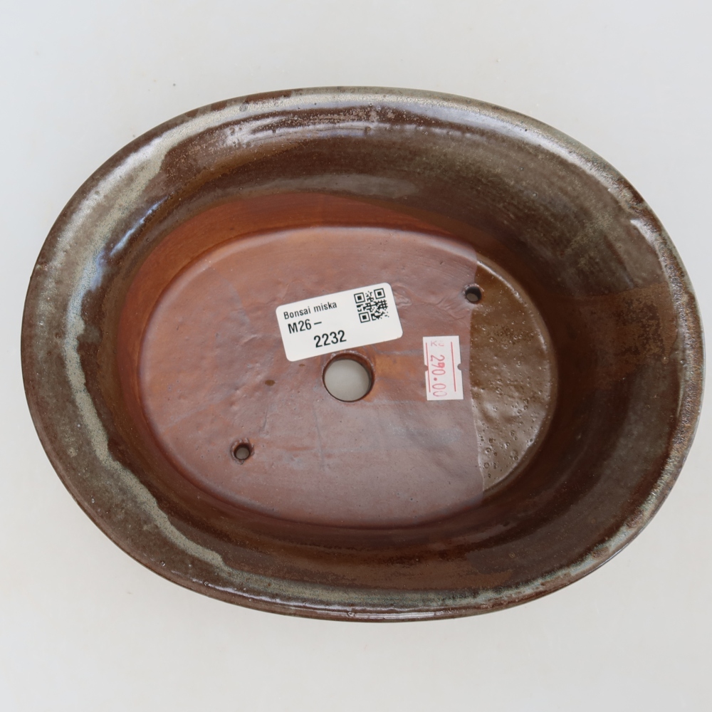 Ceramiczna miska do bonsai 19,5 x 15,5 x 6,5 cm, kolor brązowy