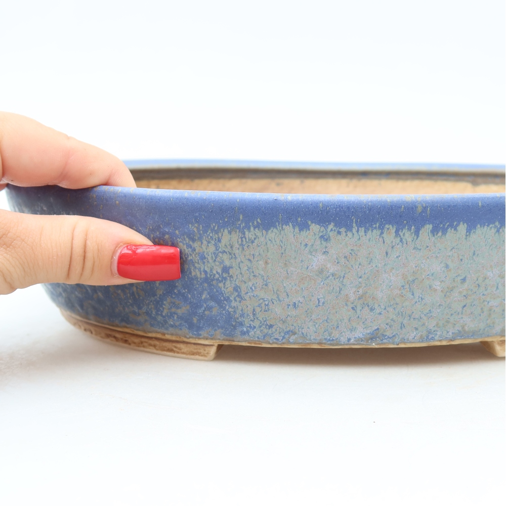 Ceramiczna miseczka do bonsai 27 x 24 x 5,5 cm, kolor niebieski