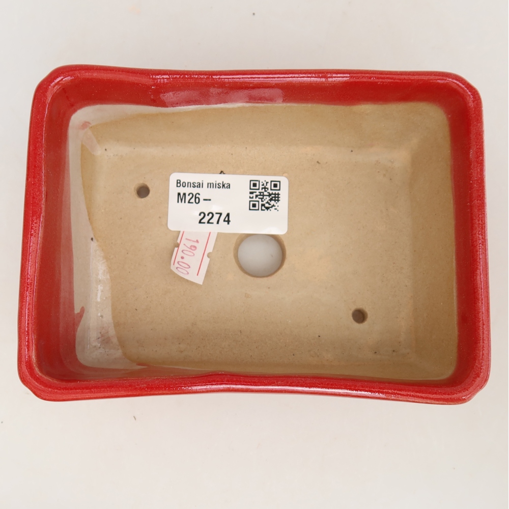 Ceramiczna miska do bonsai 13 x 9 x 5 cm, kolor czerwony