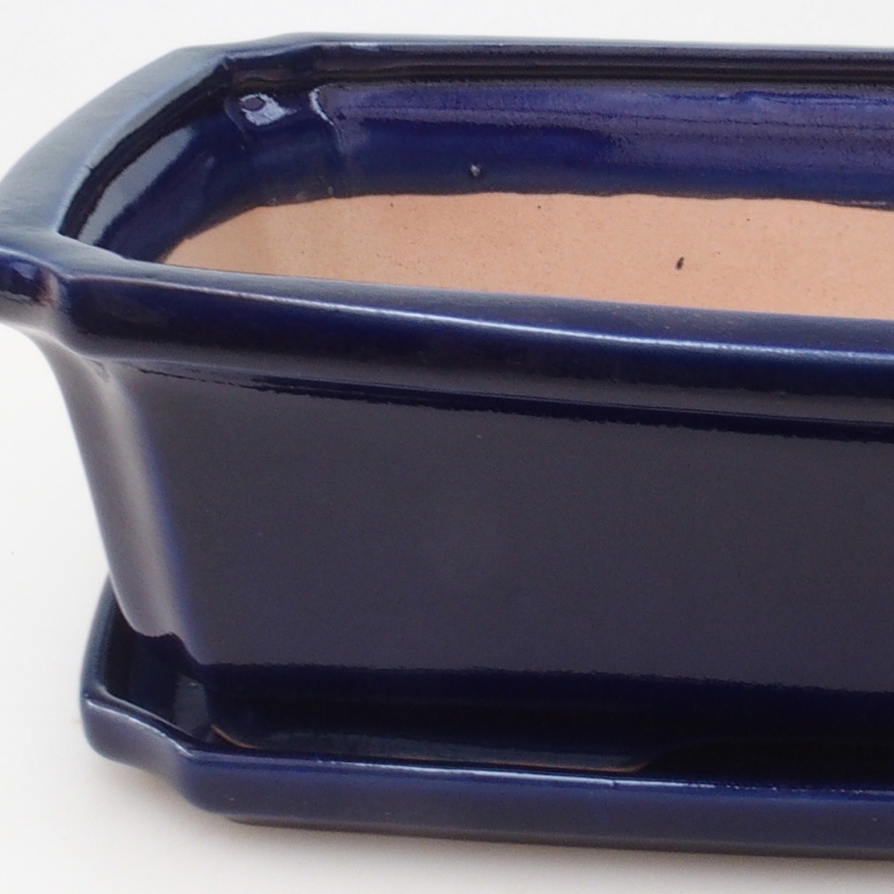 Miska do bonsai + podstawka H07 - 30 x 20,5 x 8 cm. - niebieska