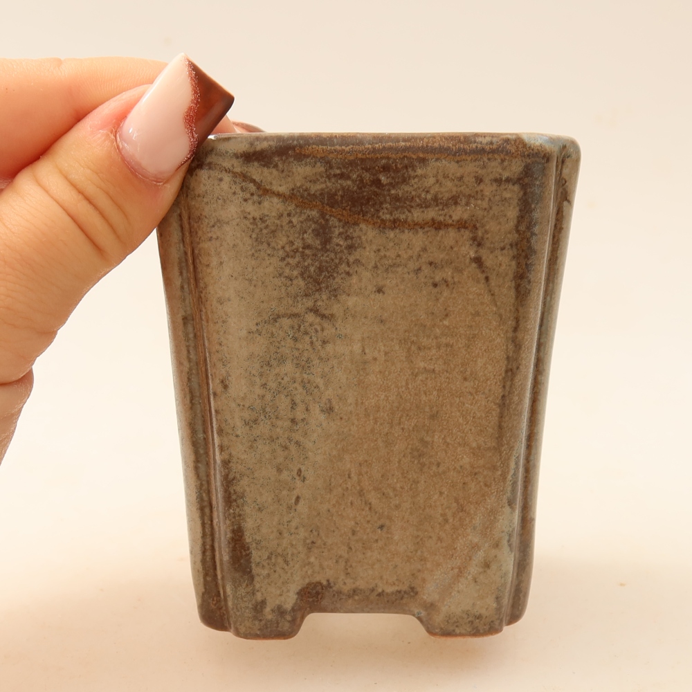 Ceramiczna miseczka do bonsai 7 x 7 x 8,5 cm, kolor brązowy