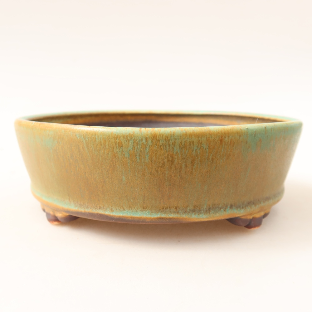 Ceramiczna miska do bonsai 15,5 x 15,5 x 5 cm, zielona