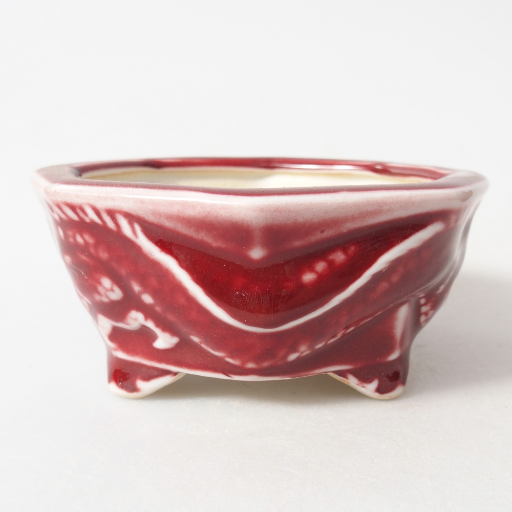 Ceramiczna miska do bonsai 11,5 x 11 x 5 cm, kolor czerwony