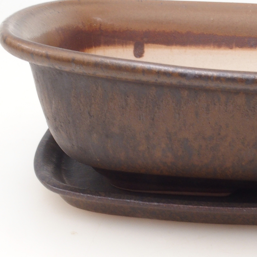 Miska do bonsai + podstawka H09 – 30 x 23 x 7,5 cm. – brązowa