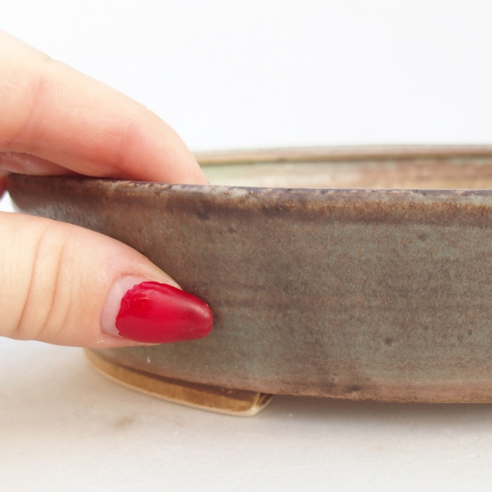 Ceramiczna miska do bonsai 21 x 19 x 4,5 cm, zielona