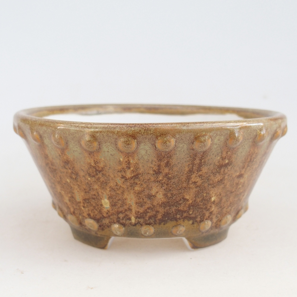Ceramiczna miska do bonsai 10,5 x 10,5 x 5 cm, brązowa