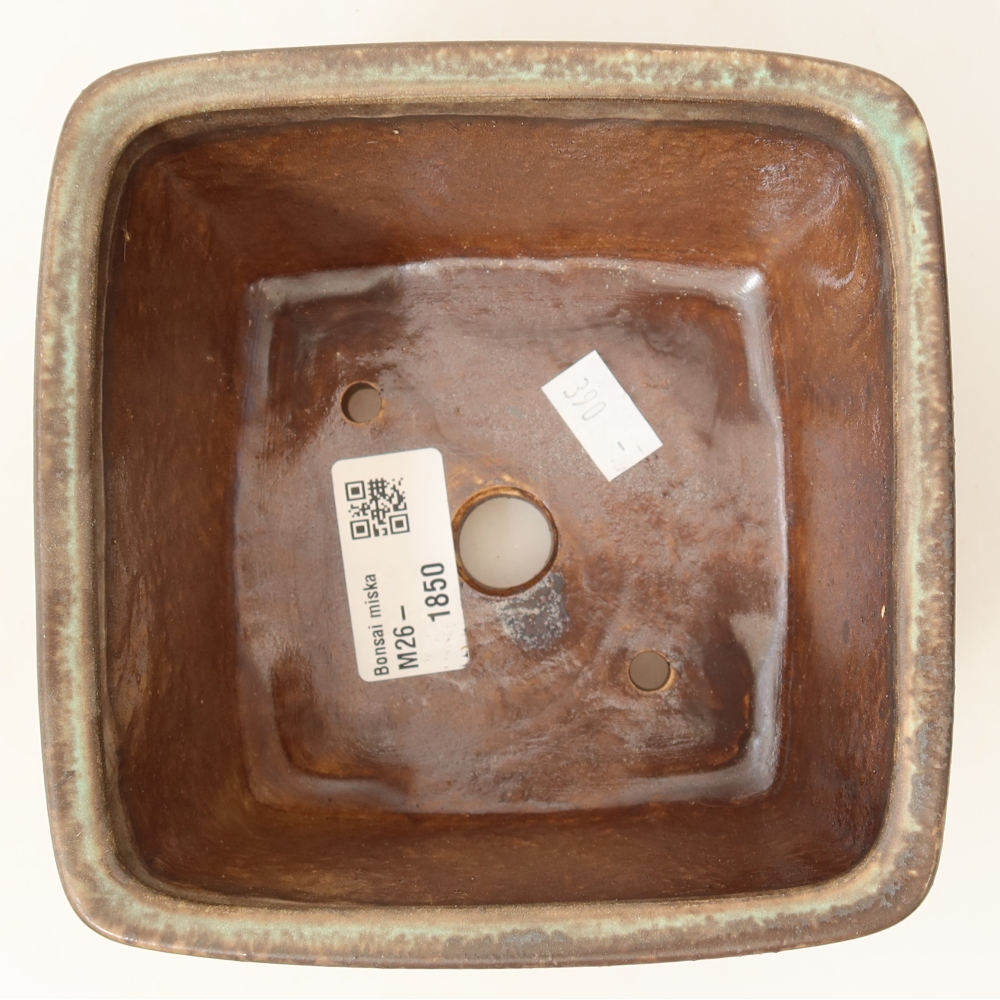 Ceramiczna miska do bonsai 13 x 13 x 8 cm, kolor zielony