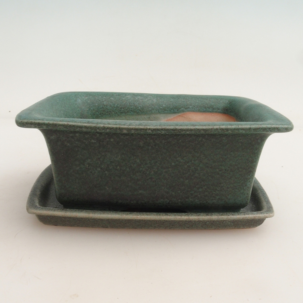Miska bonsai + spodek H11 - 11,5 x 10 x 4 cm. - zielony