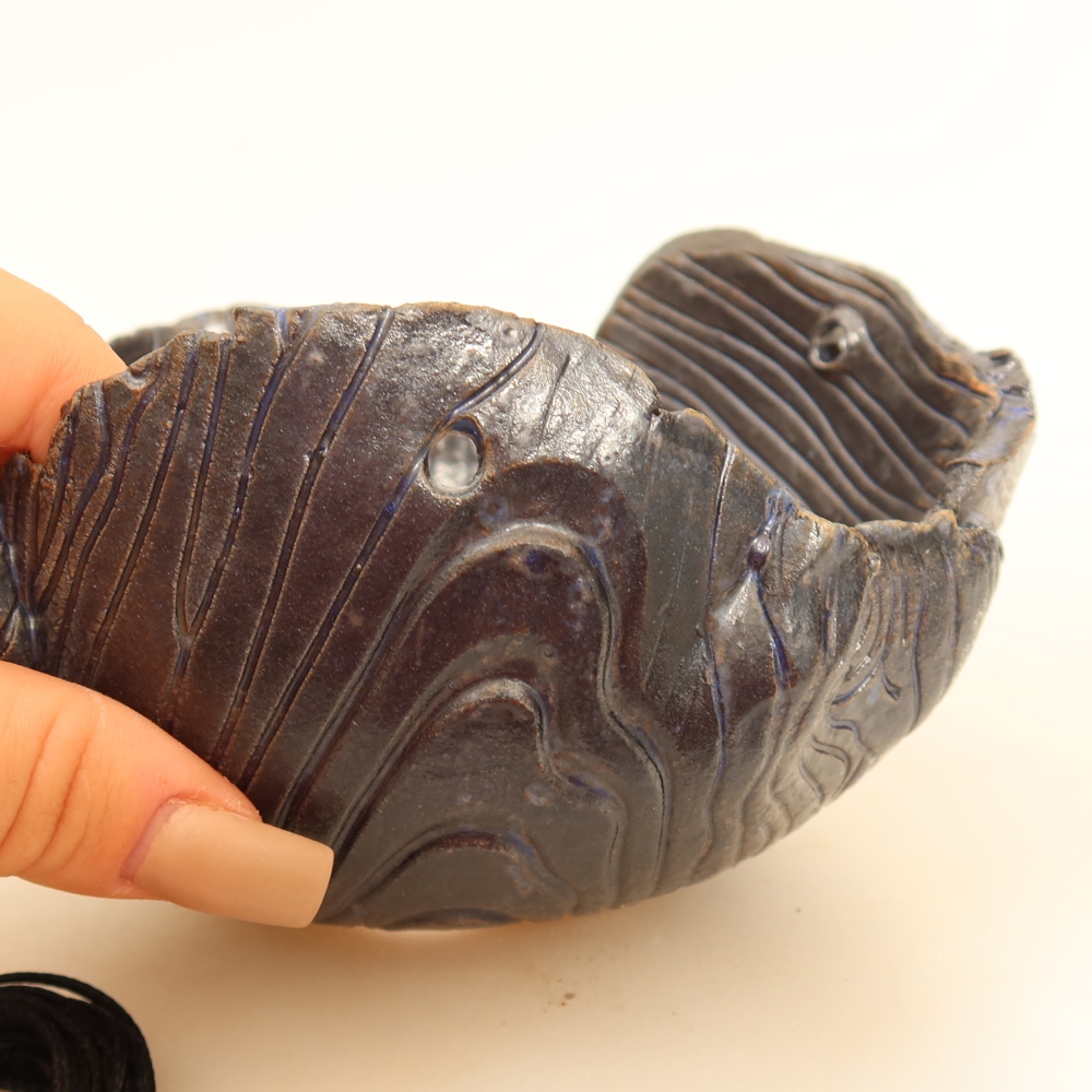 Ceramiczna skorupa do kokedamy 14 x 12 x 8,5 cm, kolor niebieski