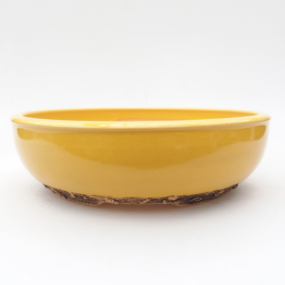 Ceramiczna miska bonsai 20,5 x 20,5 x 6 cm, kolor żółty
