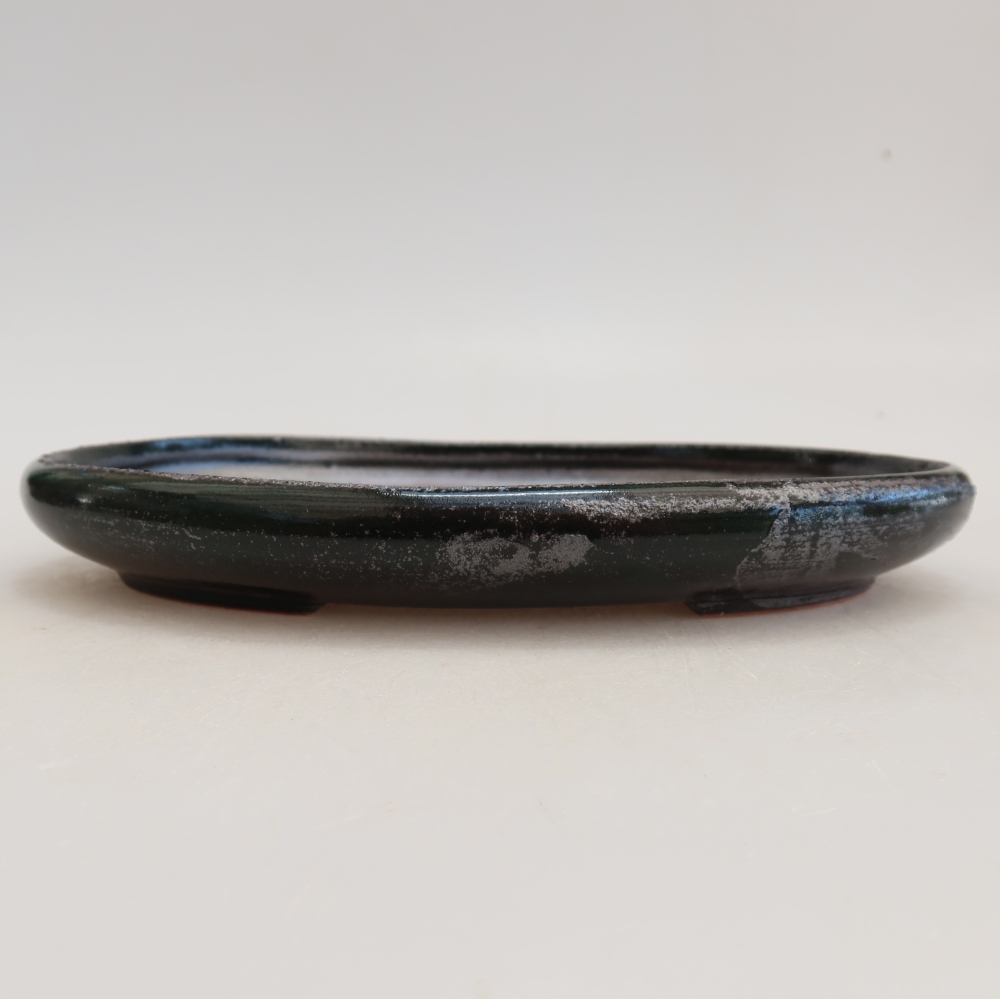 Ceramiczna miska do bonsai 22,5 x 16,5 x 3 cm, kolor metaliczno-zielony