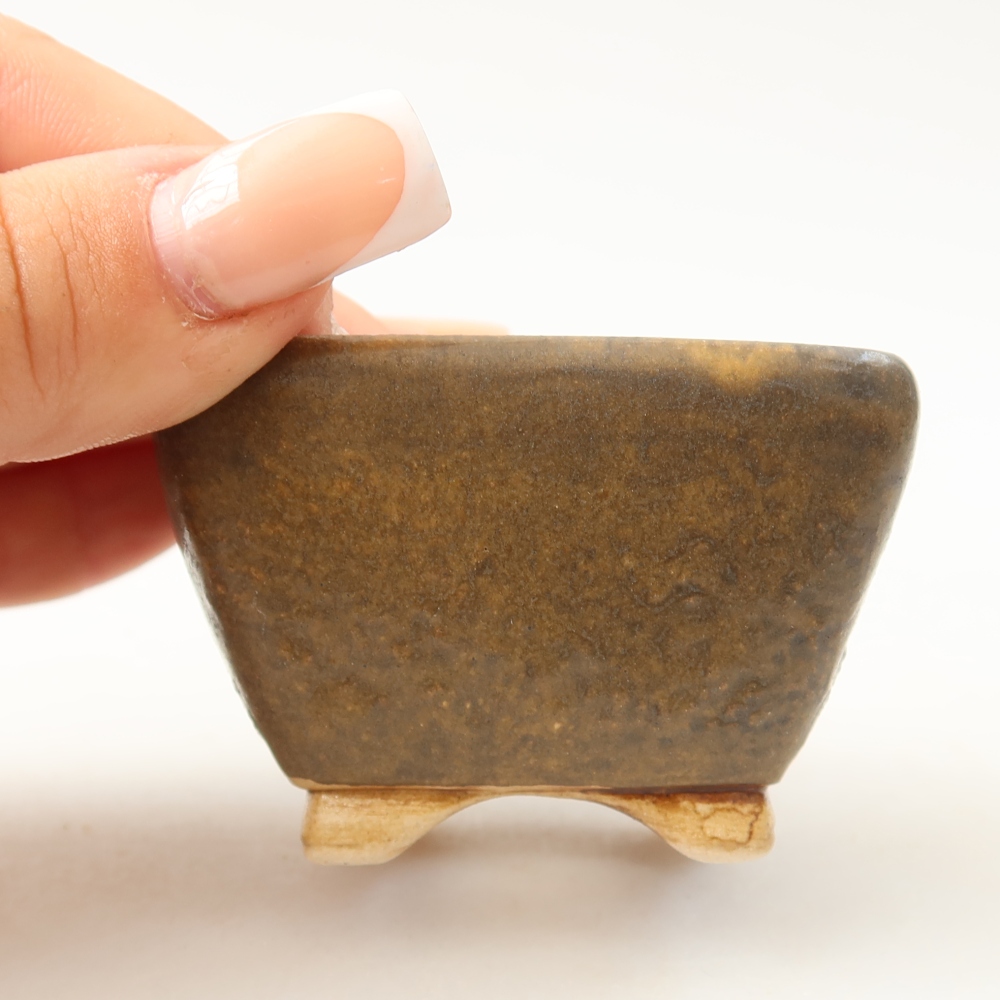 Ceramiczna miska do bonsai 6 x 6 x 4 cm, brązowa