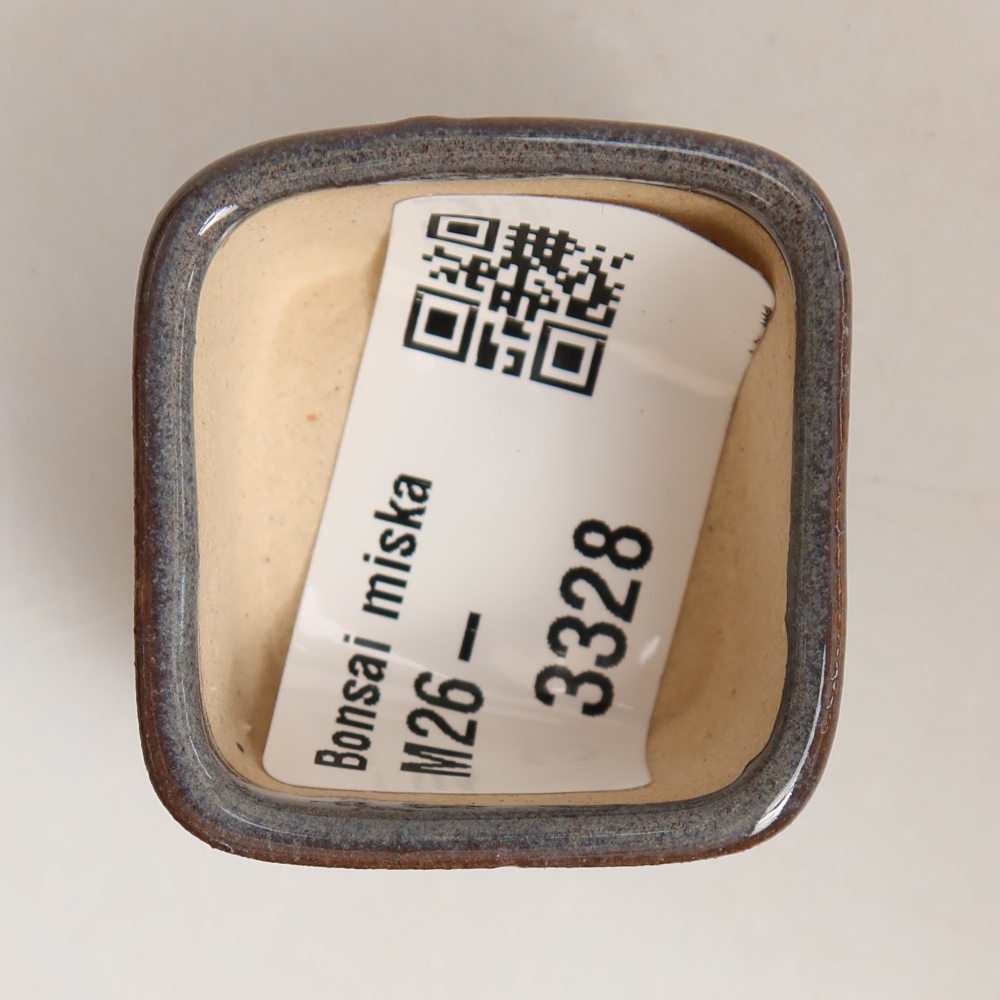 Ceramiczna miseczka do bonsai o wymiarach 3,5 x 3,5 x 2,5 cm, kolor szary