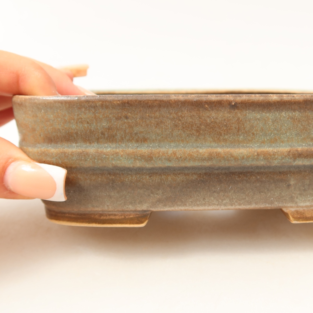 Ceramiczna miska do bonsai 14,5 x 11,5 x 4,5 cm, kolor zielony