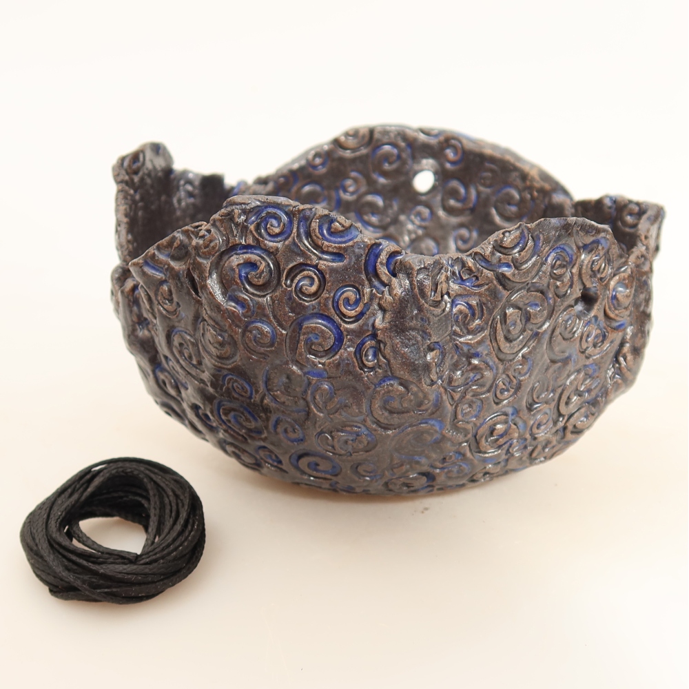 Ceramiczna skorupa do kokedamy 12 x 11 x 7,5 cm, kolor niebieski