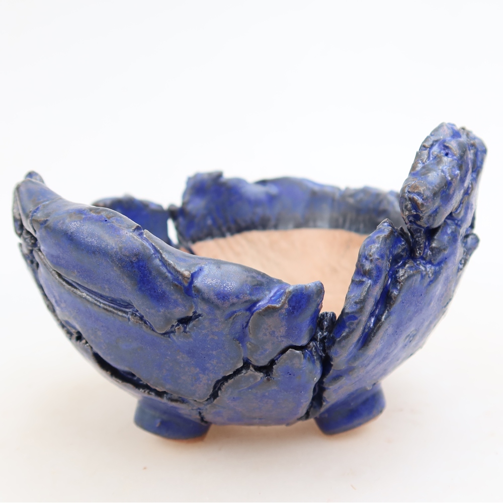 Ceramiczna muszla 11 x 11 x 7,5 cm, kolor niebieski