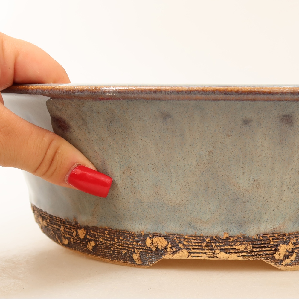 Ceramiczna miska do bonsai 31,5 x 31,5 x 9 cm, kolor szary