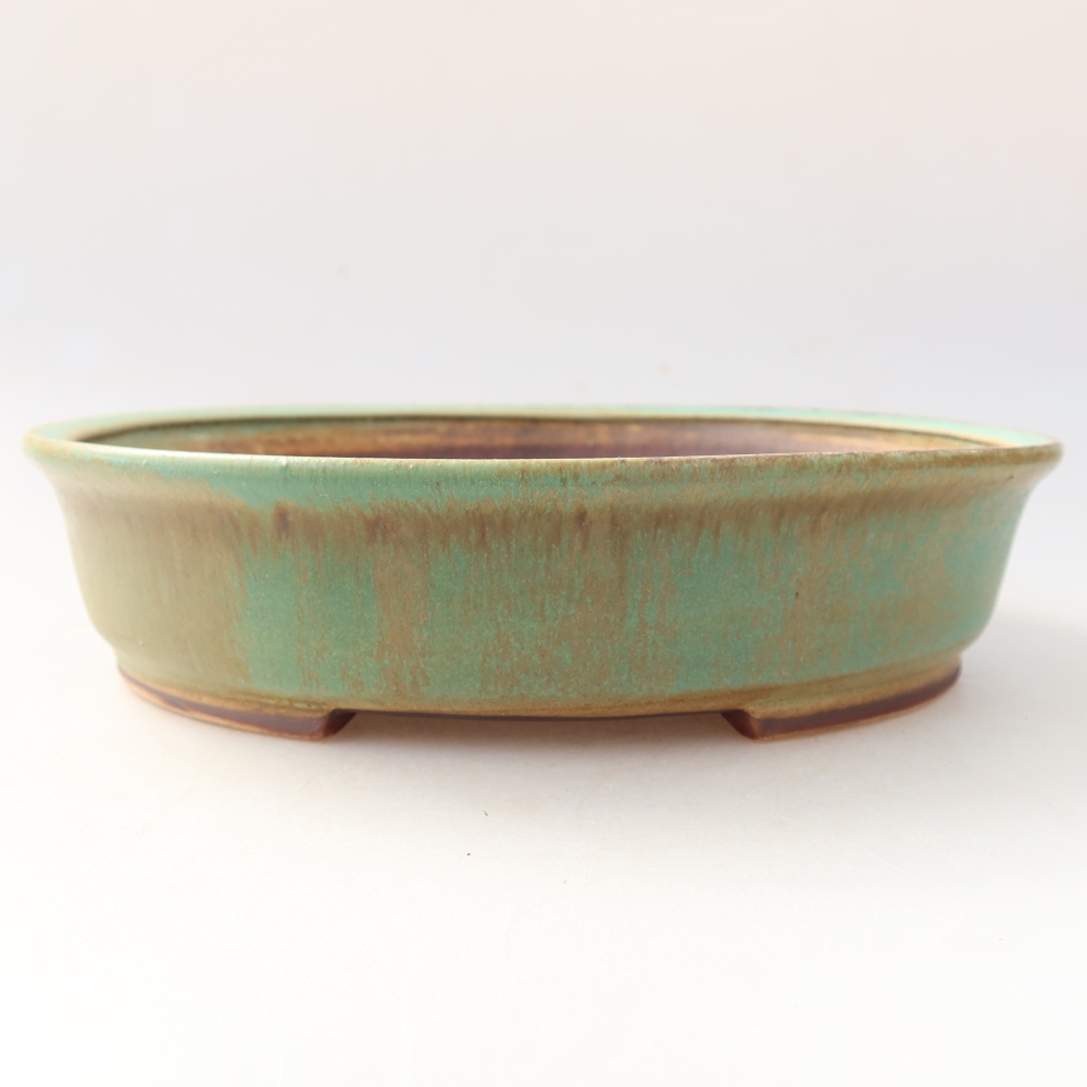 Ceramiczna miska do bonsai 21 x 19 x 5 cm, kolor zielony