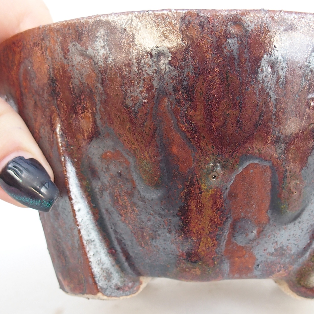 Ceramiczna miska do bonsai 13,5 x 13,5 x 6,5 cm, brązowa