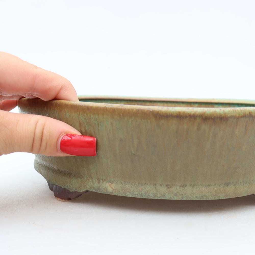 Ceramiczna miska do bonsai 21,5 x 21,5 x 6 cm, zielona