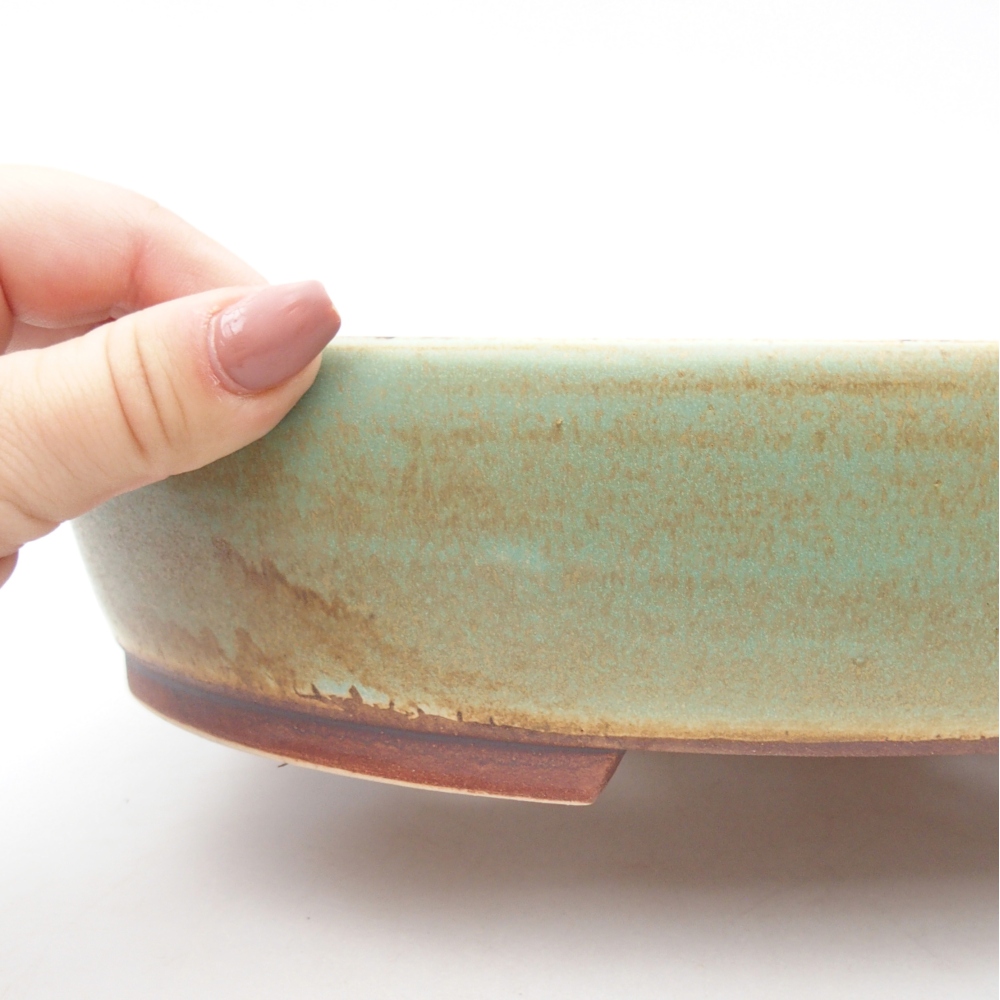 Ceramiczna miska do bonsai 28 x 24,5 x 6 cm, zielona