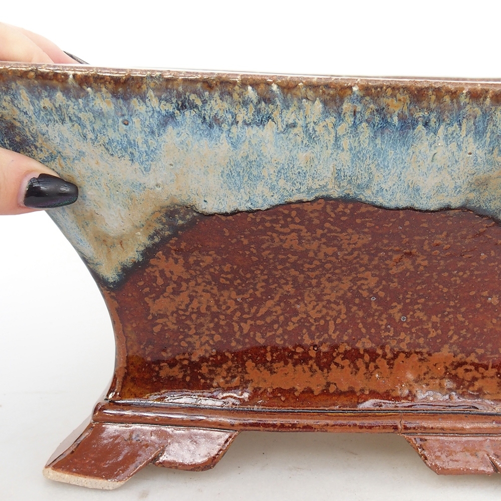 Ceramiczna miska na bonsai 24 x 24 x 14 cm, brązowa