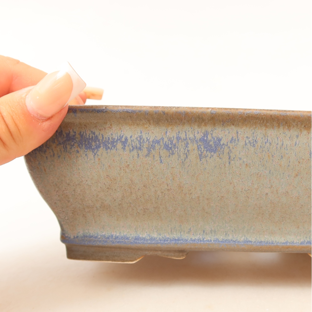 Ceramiczna miska do bonsai 18,5 x 15 x 6 cm, kolor niebieski