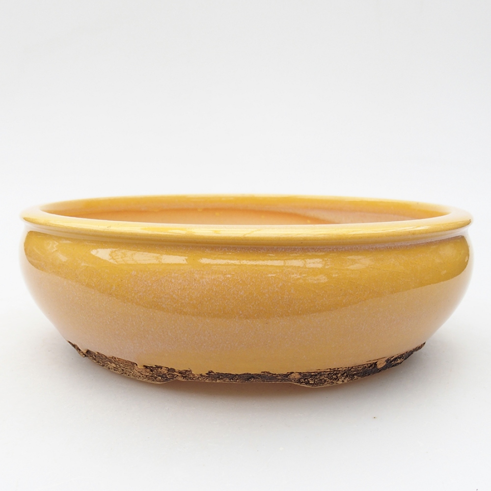 Ceramiczna miska bonsai 18,5 x 18,5 x 6 cm, kolor żółty