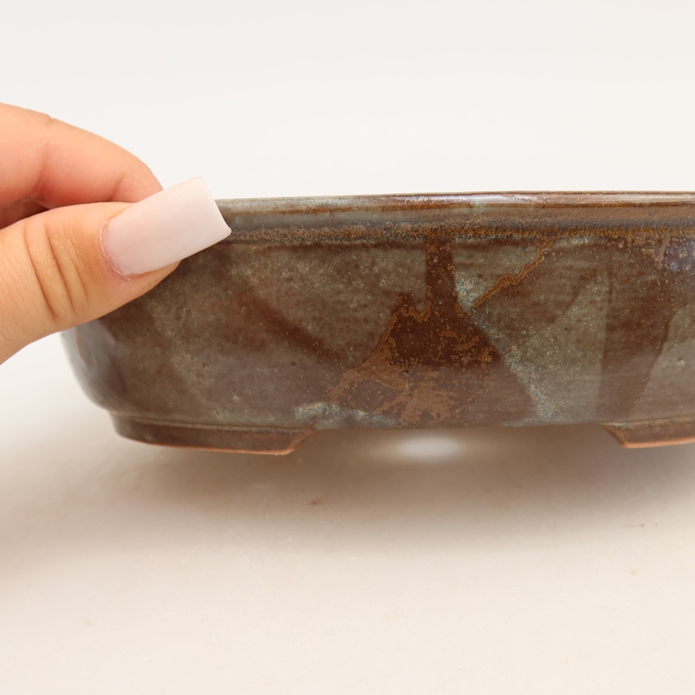 Ceramiczna miska do bonsai 19 x 14,5 x 5 cm, kolor brązowy