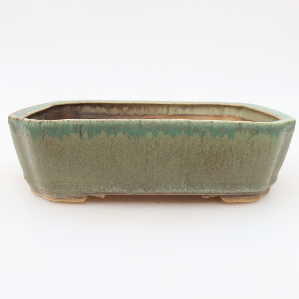 Ceramiczna miska do bonsai 21,5 x 18 x 6 cm, kolor zielony