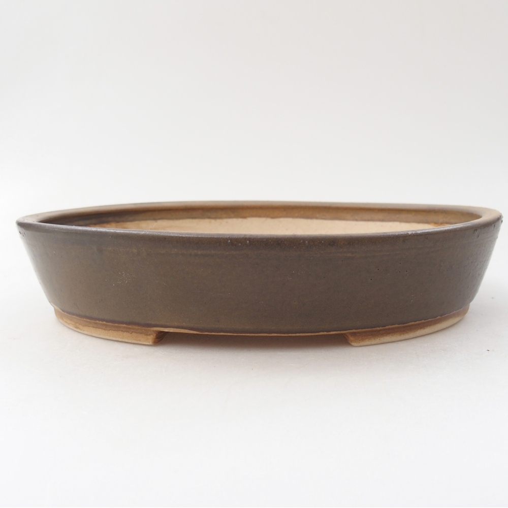 Ceramiczna miska do bonsai 22,5 x 20 x 4,5 cm, brązowa