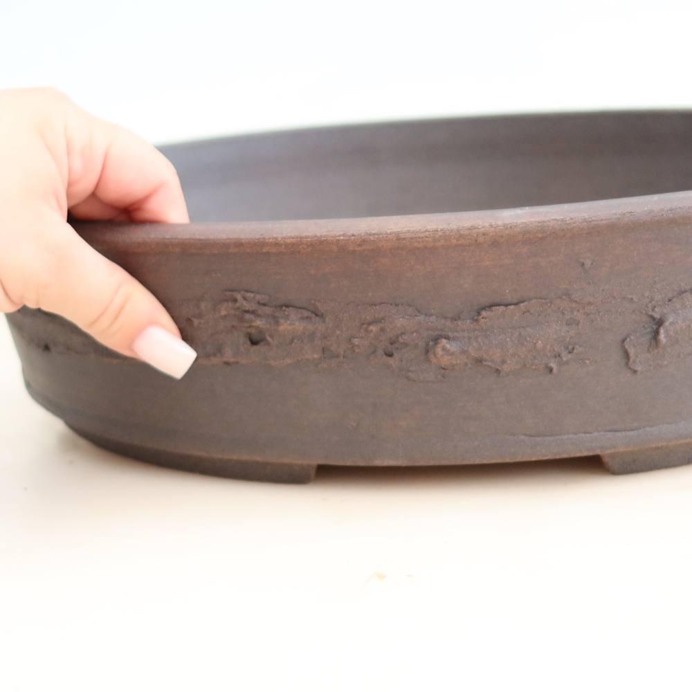 Ceramiczna miska do bonsai 37,5 x 30,5 x 8,5 cm, kolor brązowy