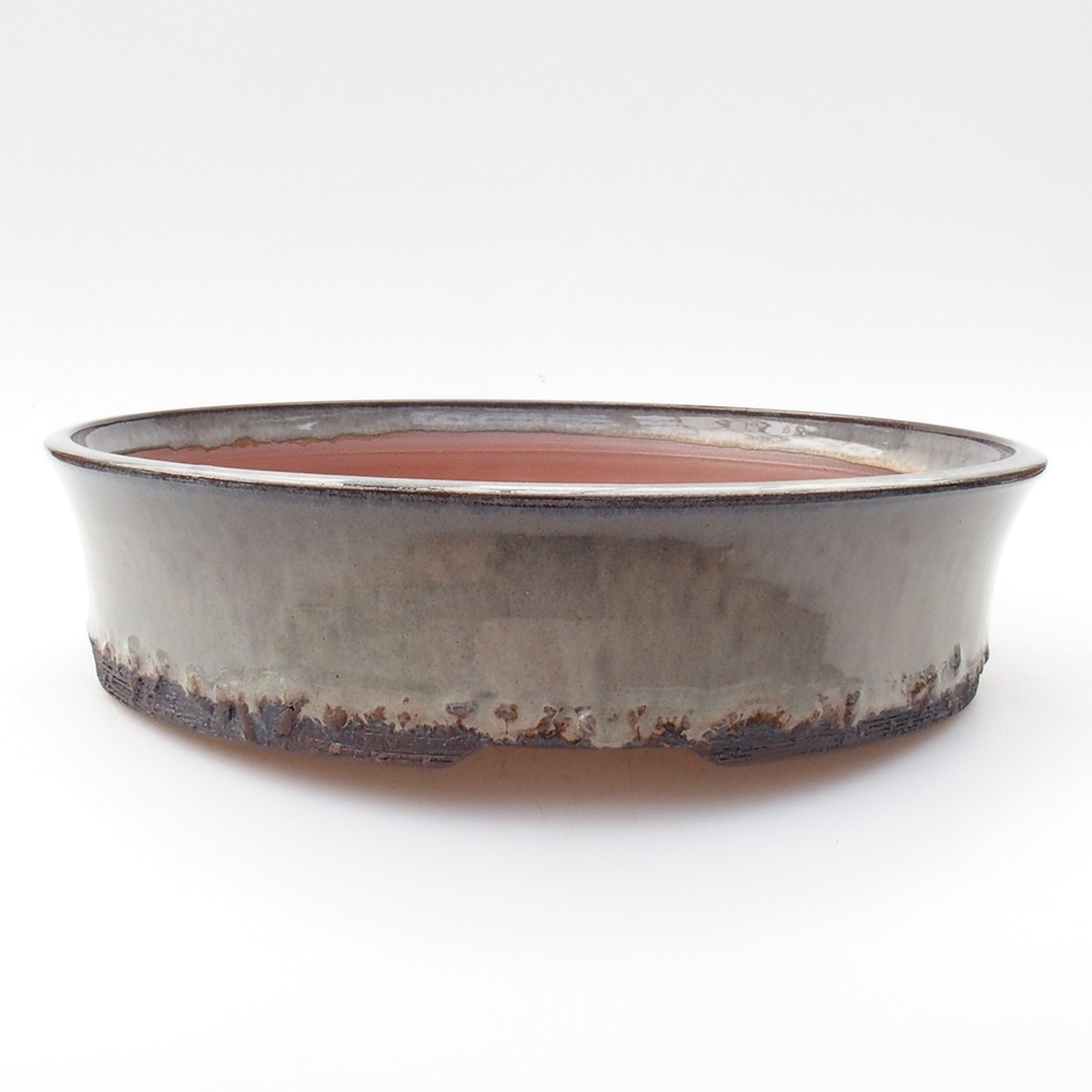 Ceramiczna miska bonsai 25,5 x 25,5 x 6,5 cm, kolor szary