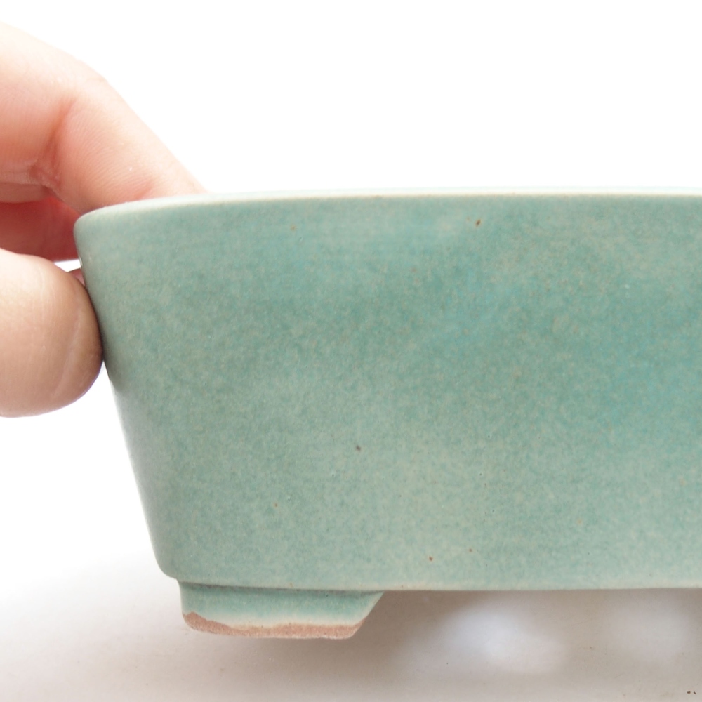 Ceramiczna miska bonsai 13,5 x 10 x 6 cm, kolor zielony