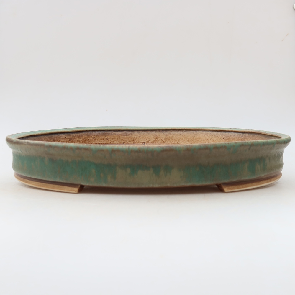 Ceramiczna miska do bonsai 31 x 27 x 4,5 cm, zielona