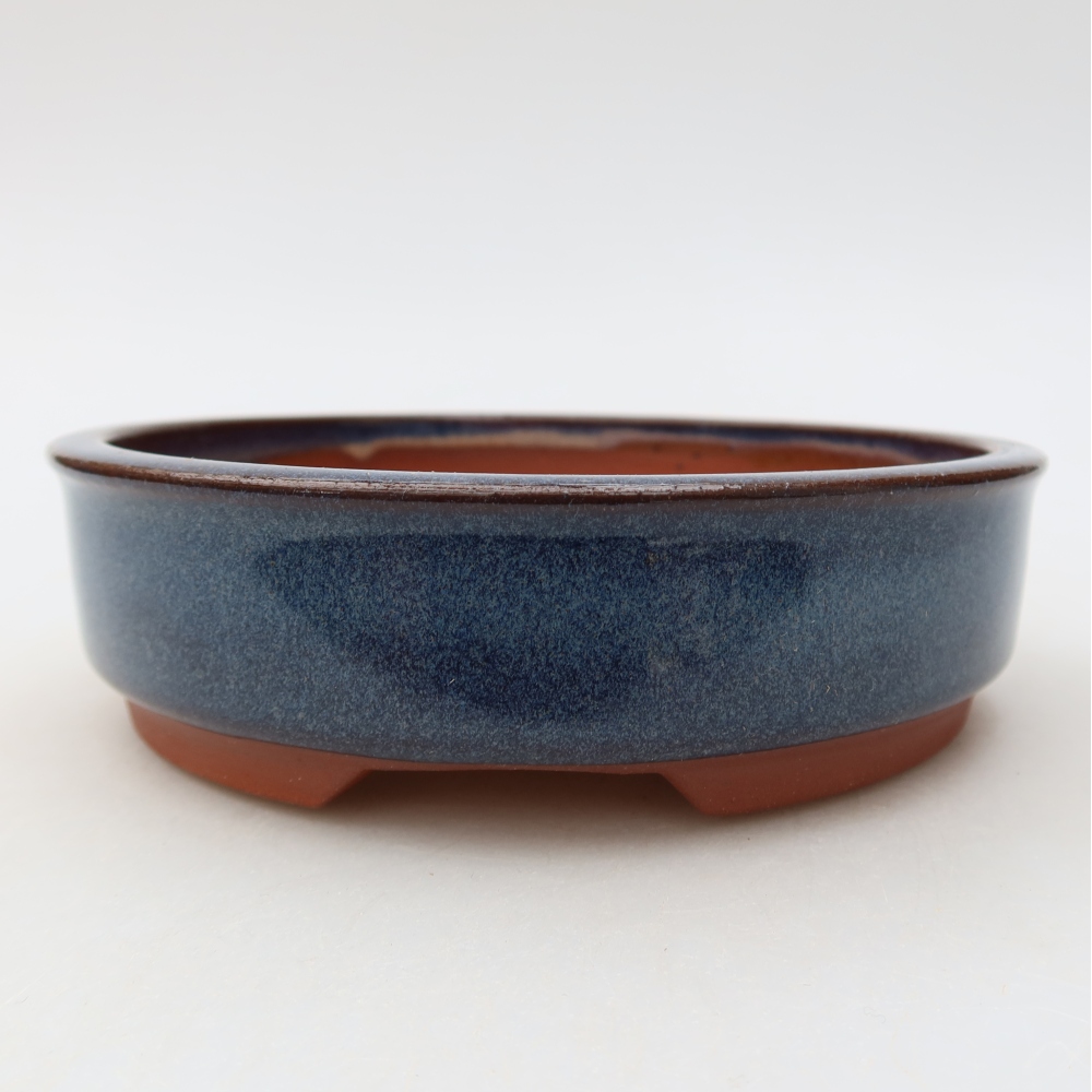 Ceramiczna doniczka do bonsai 14 x 14 x 4 cm, kolor niebieski