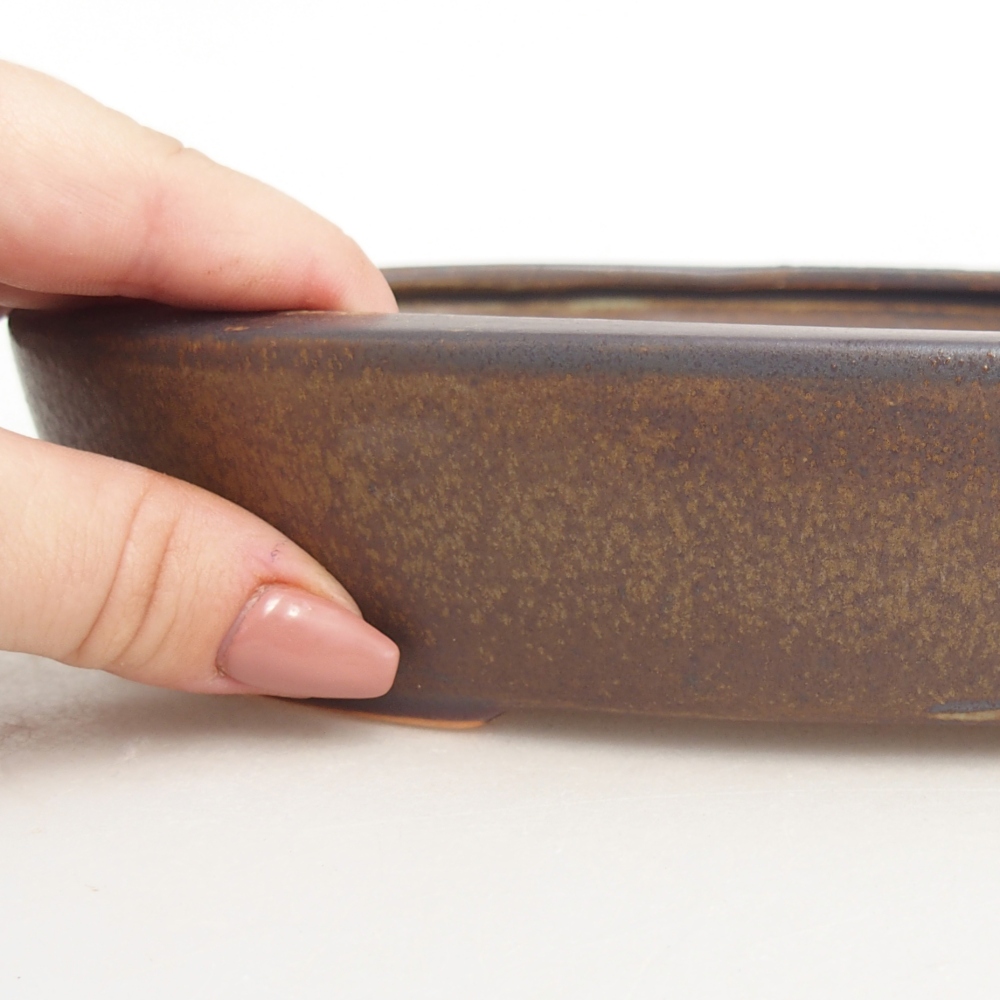 Ceramiczna miska na bonsai 22 x 17 x 4 cm, brązowa