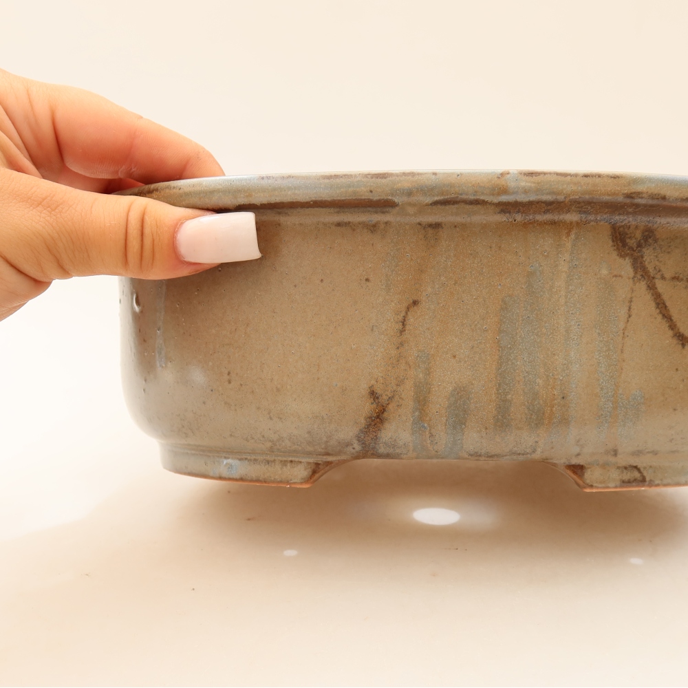 Ceramiczna miska do bonsai 23 x 19 x 8 cm, kolor brązowy
