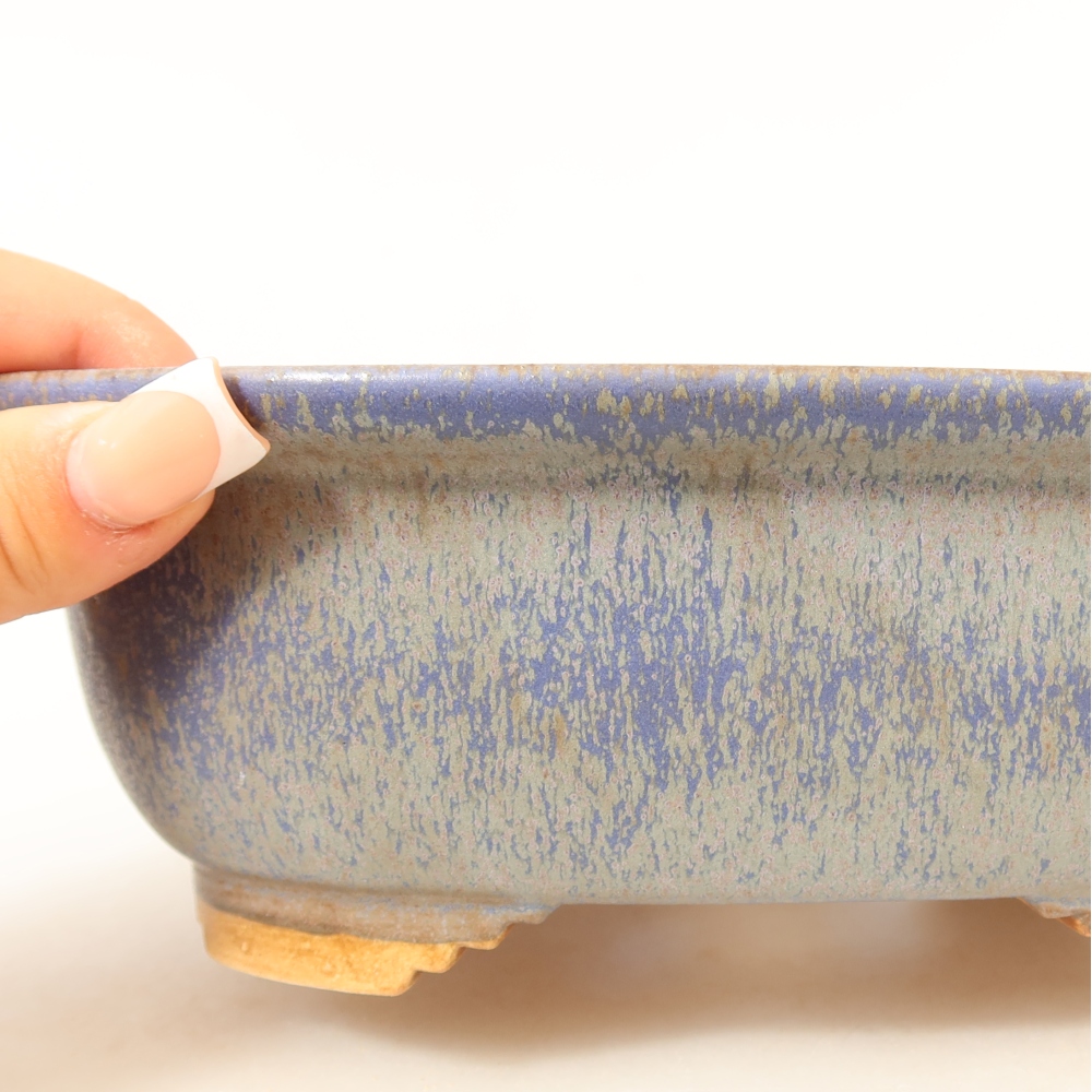 Ceramiczna miska do bonsai 20,5 x 16,5 x 7 cm, kolor niebieski