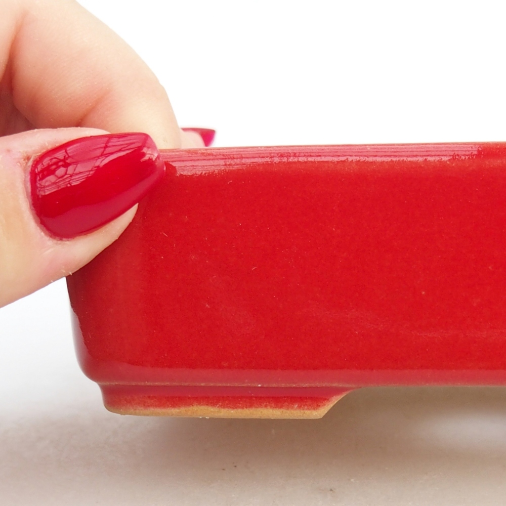 Ceramiczna miska do bonsai 12,5 x 9,5 x 3,5 cm, kolor czerwony