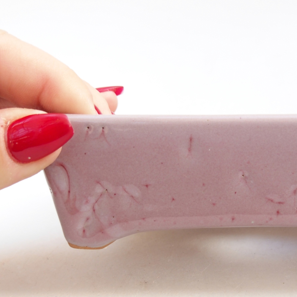 Ceramiczna miska na bonsai 12 x 9 x 3,5 cm, różowa