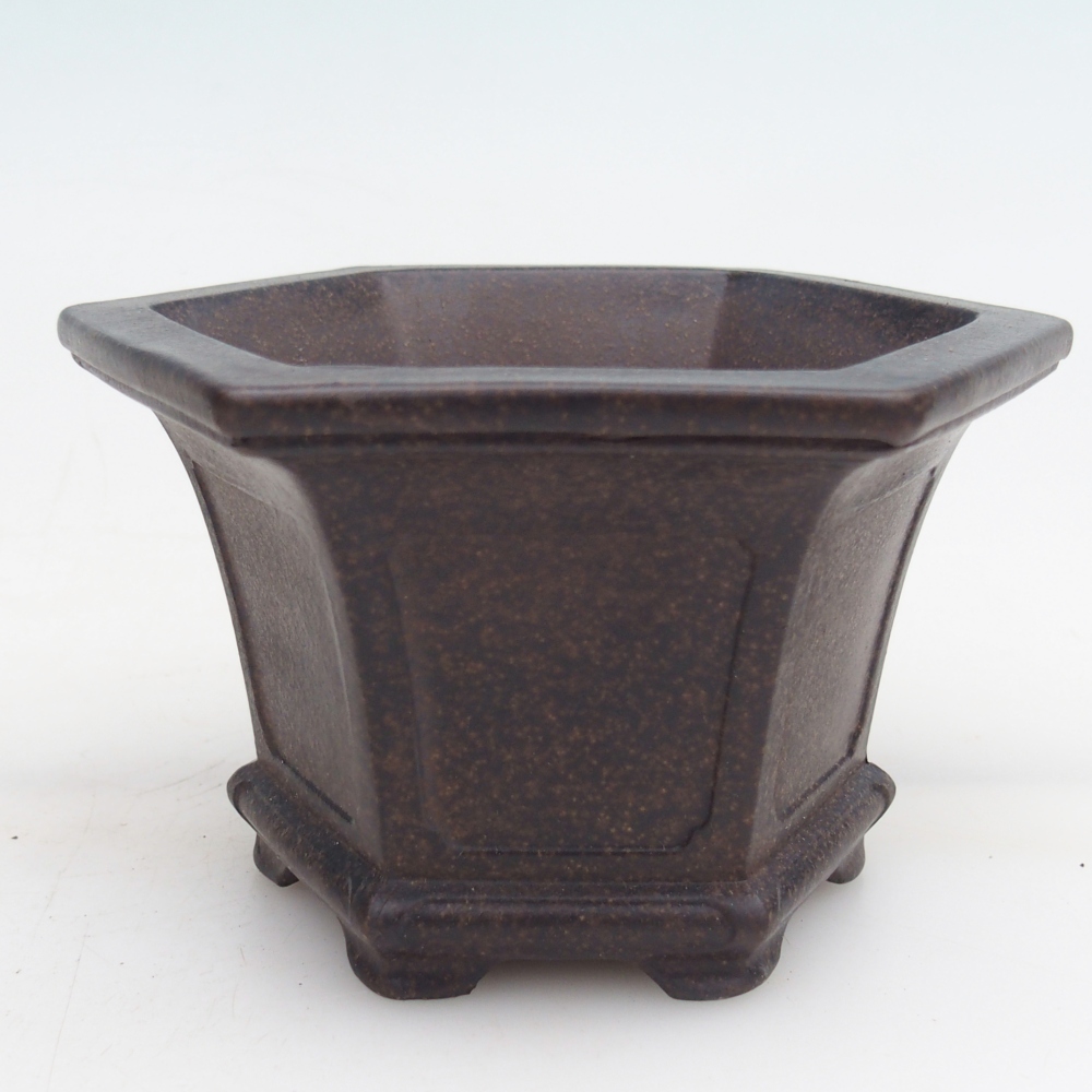 Ceramiczna miska do bonsai 13,5 x 12 x 8 cm, kolor brązowo-ochrowy