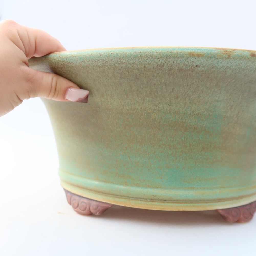 Ceramiczna miska do bonsai 31,5 x 31,5 x 14,5 cm, kolor zielony