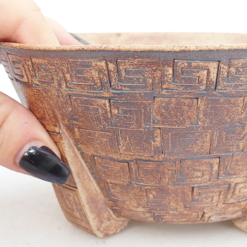 Ceramiczna miska do bonsai 13,5 x 13,5 x 6,5 cm, brązowa