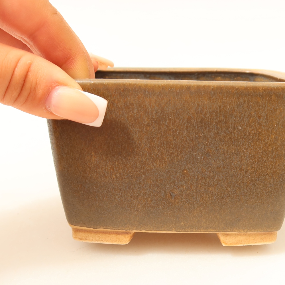 Ceramiczna miska do bonsai 10,5 x 10,5 x 7 cm, kolor brązowy