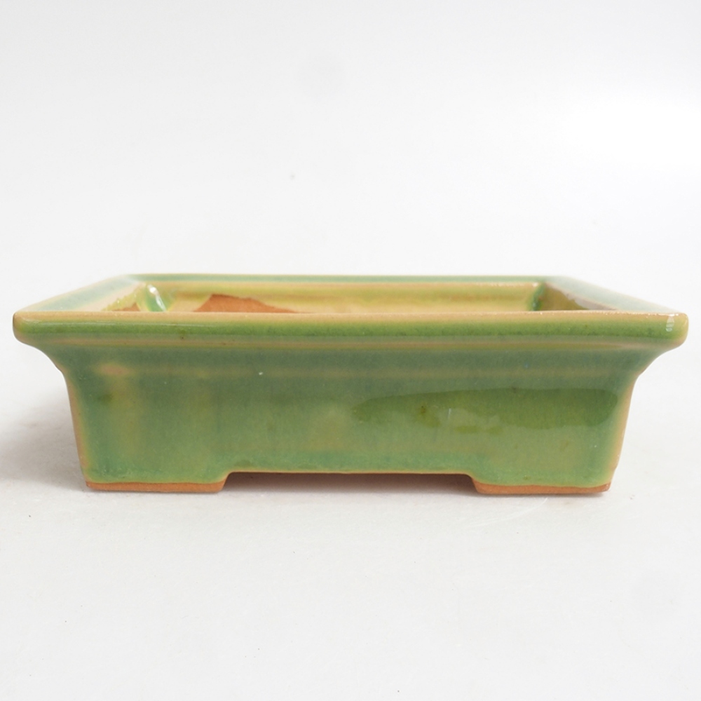 Ceramiczna miska bonsai 13 x 10 x 4 cm, kolor zielony
