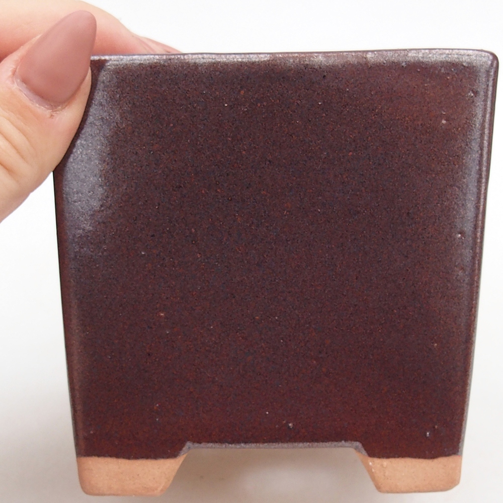 Ceramiczna miska do bonsai 9 x 9 x 8,5 cm, kolor bordowy